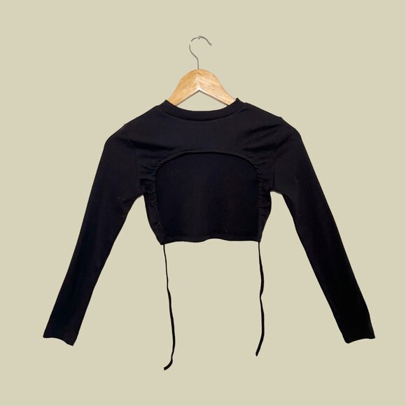 Open Back Black Crop Top - Picture 2 of 2